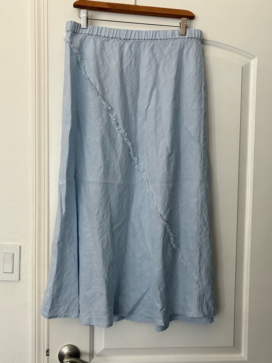 Dkny Dresses & Skirts - DKNY blue linen aline skirt size L elastic waistband